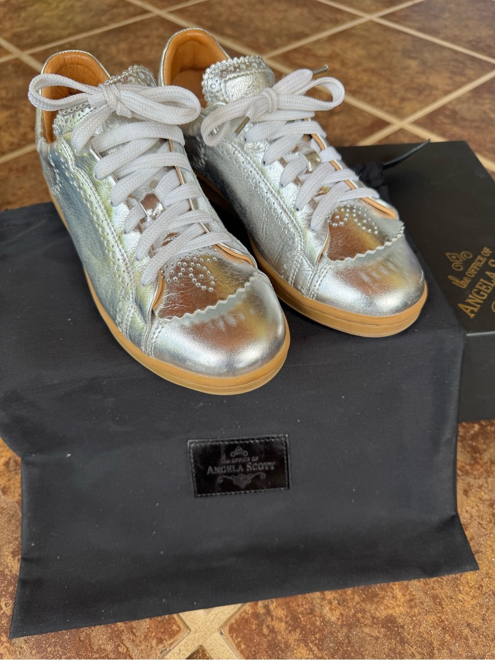 The Office of Angela Scott Silver “The Elliot” Sneakers LIKE NEW